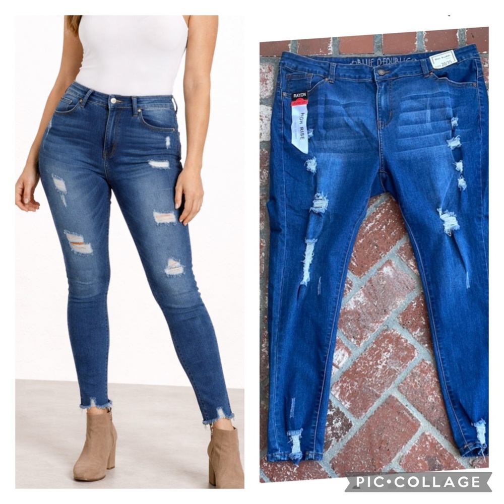 Blue Republic “Rayon” high rise distressed jeans